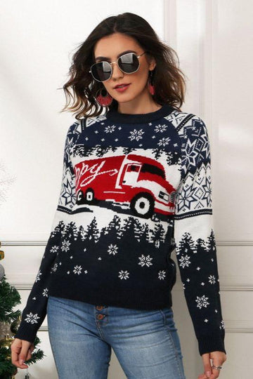 Woochic pull de Noël jacquard flocon de neige couture bleu marine 1 S